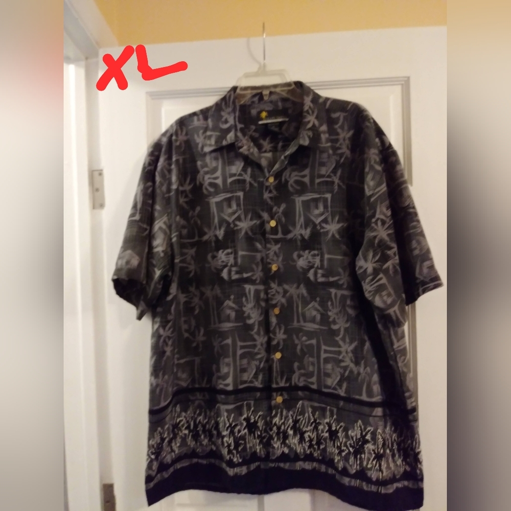 Black and Gray Hawaiian Shirt